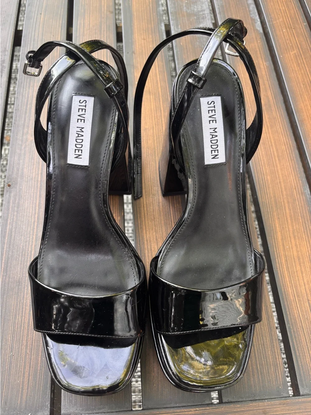 Steve Madden Black Patent Platform Heels 9.5 Gothic Grunge